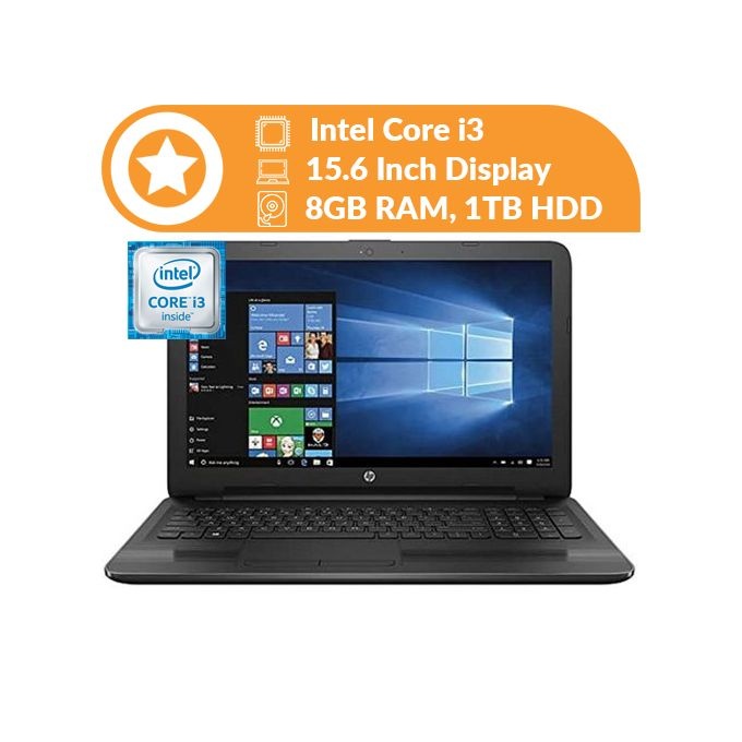 Hp Notebook 15 Intel Core I3 (8GB RAM, 1TB HDD) 32GB Flash+Mouse+USB Light For Keyboard 15.6-Inch Windows 10 Black Colour